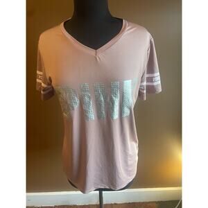 Women's Large Pink V Neck Top Unknown Brand GUC